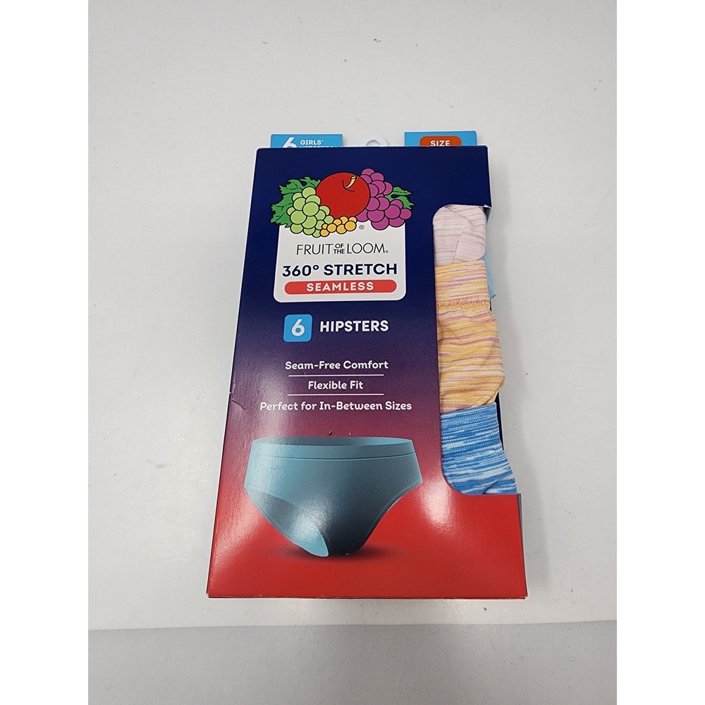 Fruit of the Loom Girls Seamless Hipsters 6 Pack Multi Nylon Blend Size 6/8